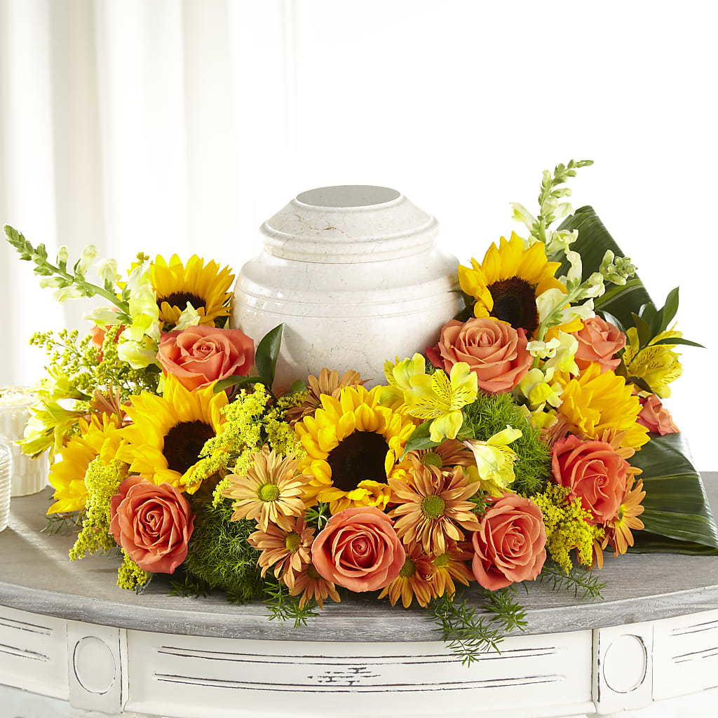 Faithful Sunflower Cremation Adornment – Hb Floral Studio, Rockford IL