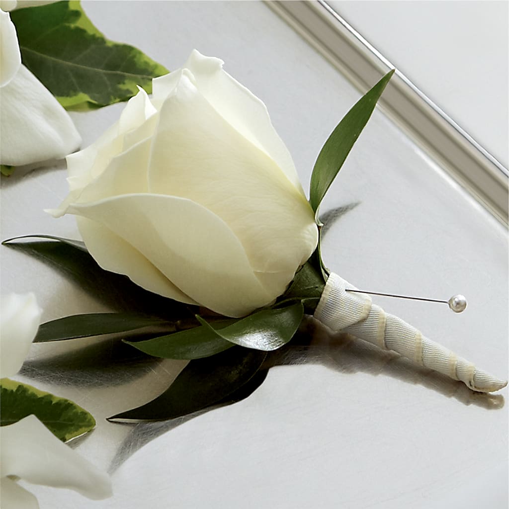 White Rose Boutonniere – Hb Floral Studio, Rockford IL
