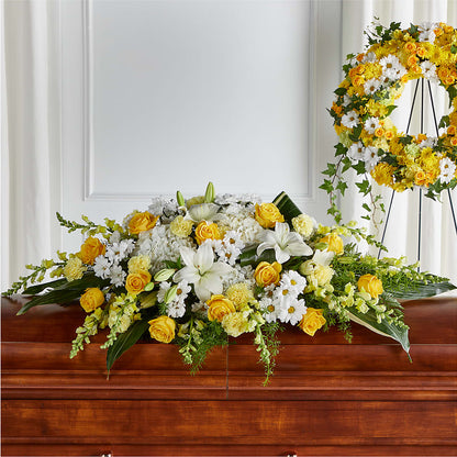 Golden Harmony Casket Spray –  Hb Floral Studio, Rockford IL