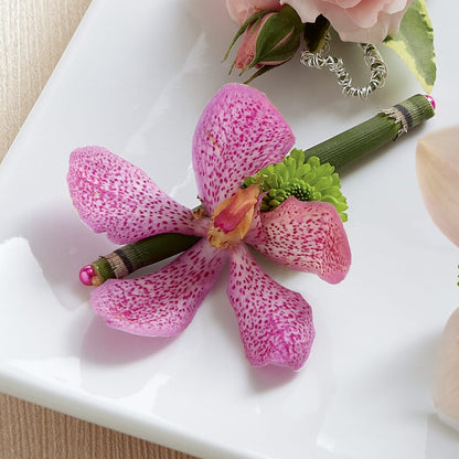 Pink Mokara Boutonniere –  Hb Floral Studio, Rockford IL