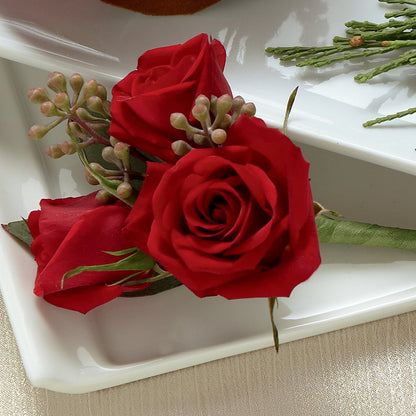 Red Spray Rose Boutonniere –  Hb Floral Studio, Rockford IL