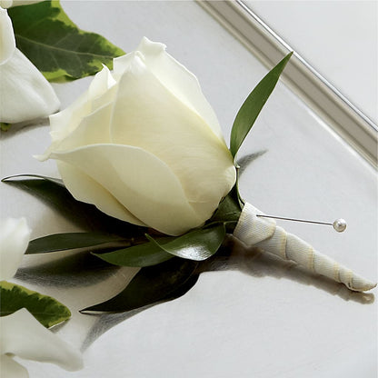 White Rose Boutonniere –  Hb Floral Studio, Rockford IL
